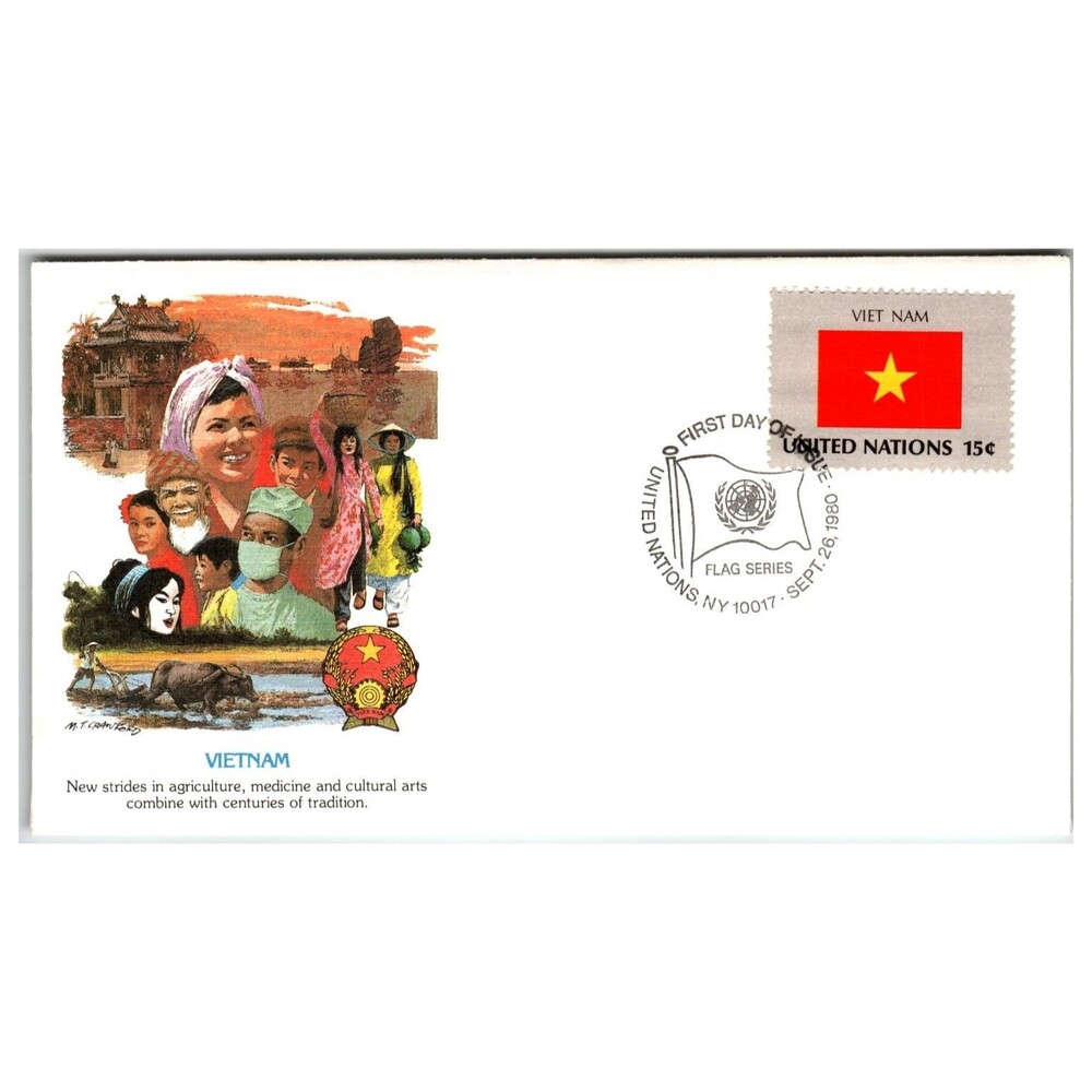 United Nations FDC 1980 Vietnam Flag Series First Day Issue Fleetwood